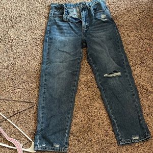 Distressed mom jeans
